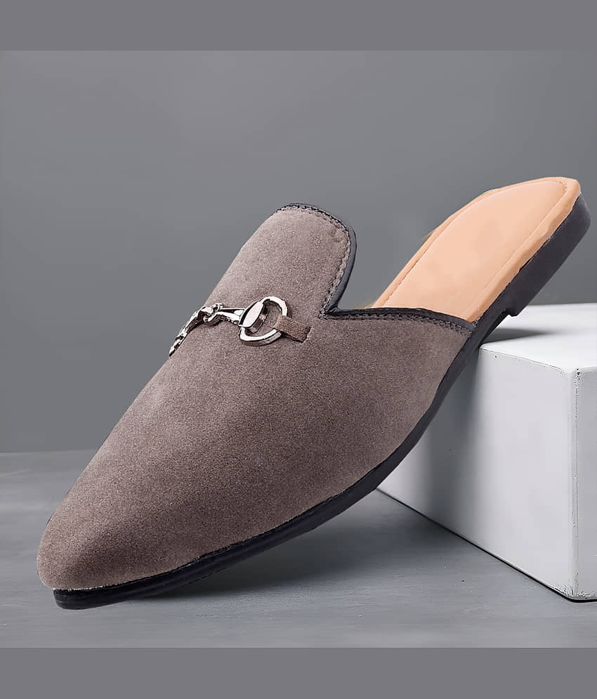 YUVRATO BAXI Casual Loafers Mules Grey Men's Mules Shoes