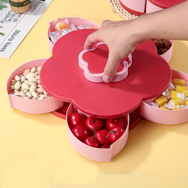 5 Compartments Rotating Flower Dry Fruit Box