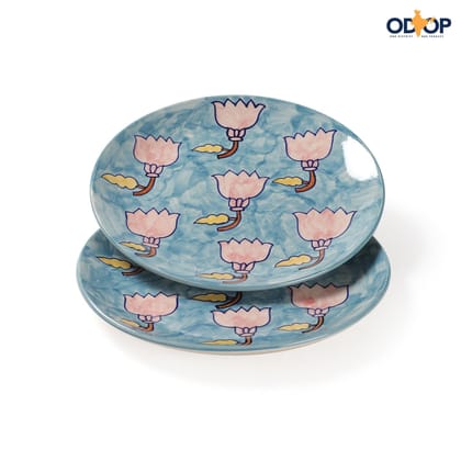 Spring Bloom Ceramic Dinner Plate 10 Inch-10 Inches / Blue / Pink / Yellow / Ceramic