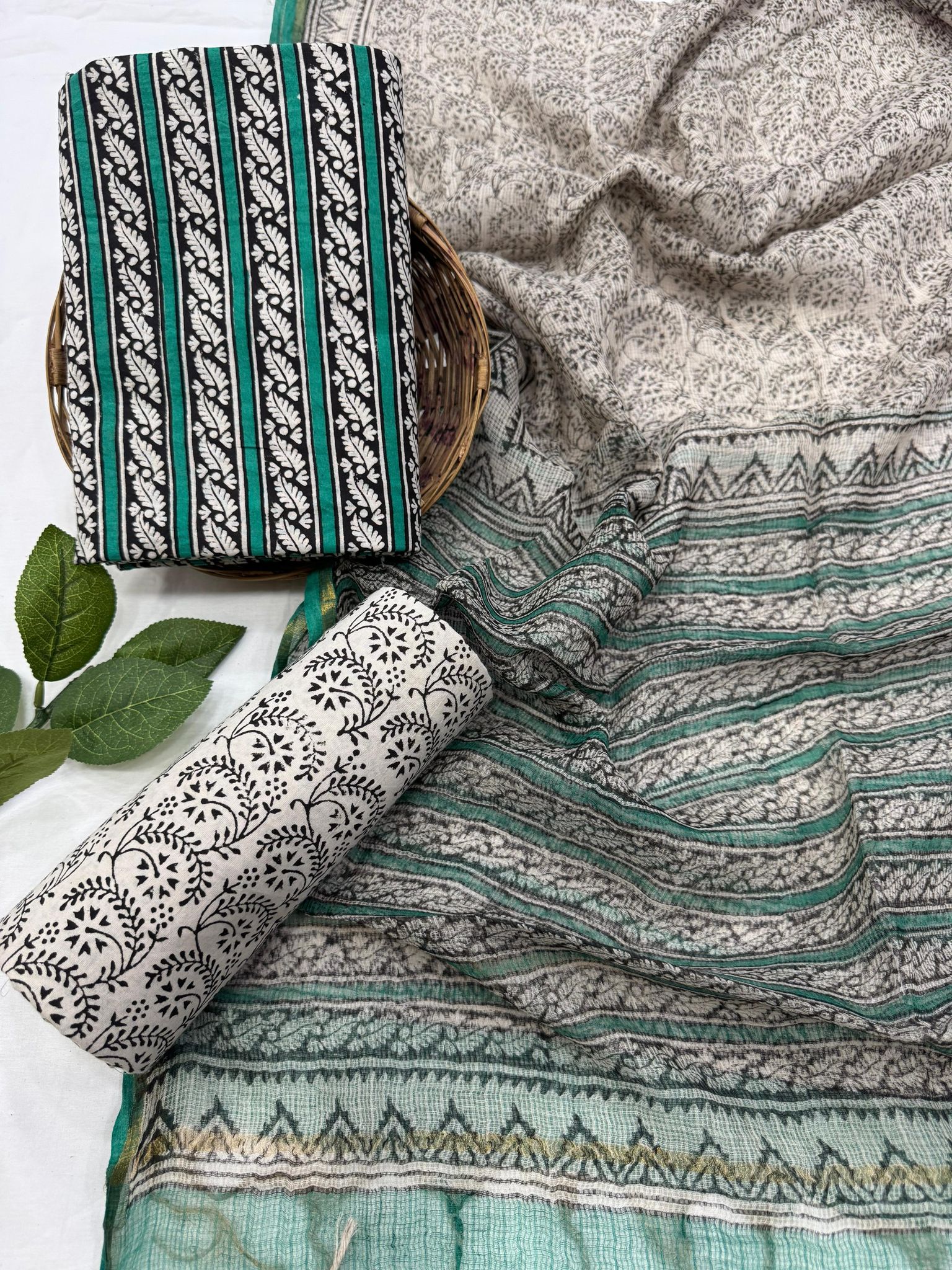 Jaipuri Cotton Suit Set With Kota Doriya Dupatta