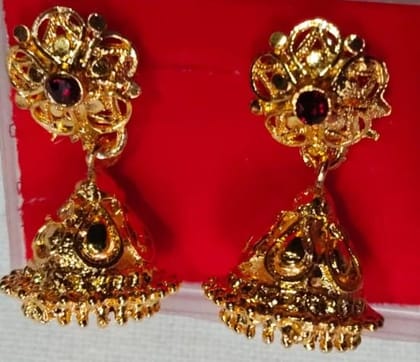 Gold Plated Jhumka Earrings Traditional Fashion Jewellery for Women