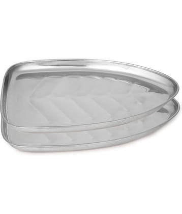 Dynore 2 Pcs Stainless Steel Silver Tray