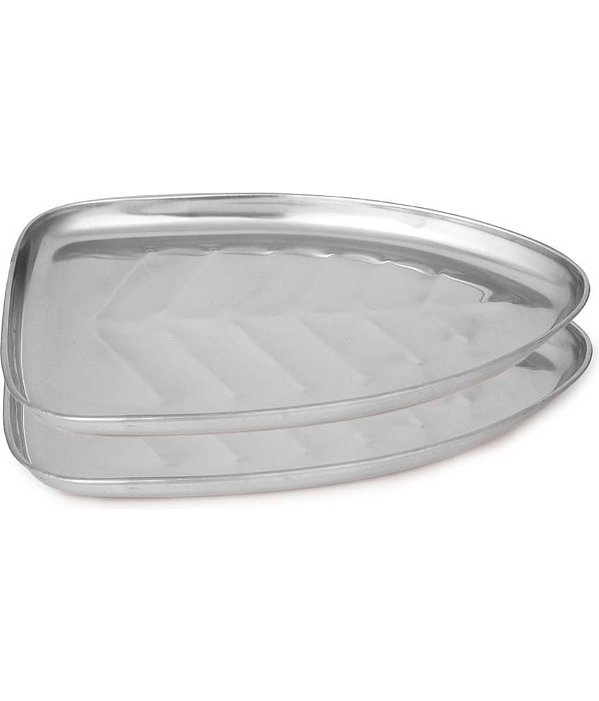 Dynore 2 Pcs Stainless Steel Silver Tray
