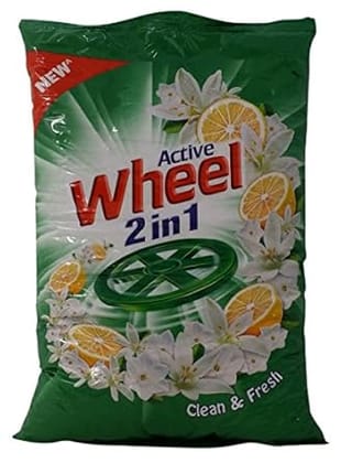 Wheel Active 2 In 1 Green Detergent Powder 1 KILOGRAM