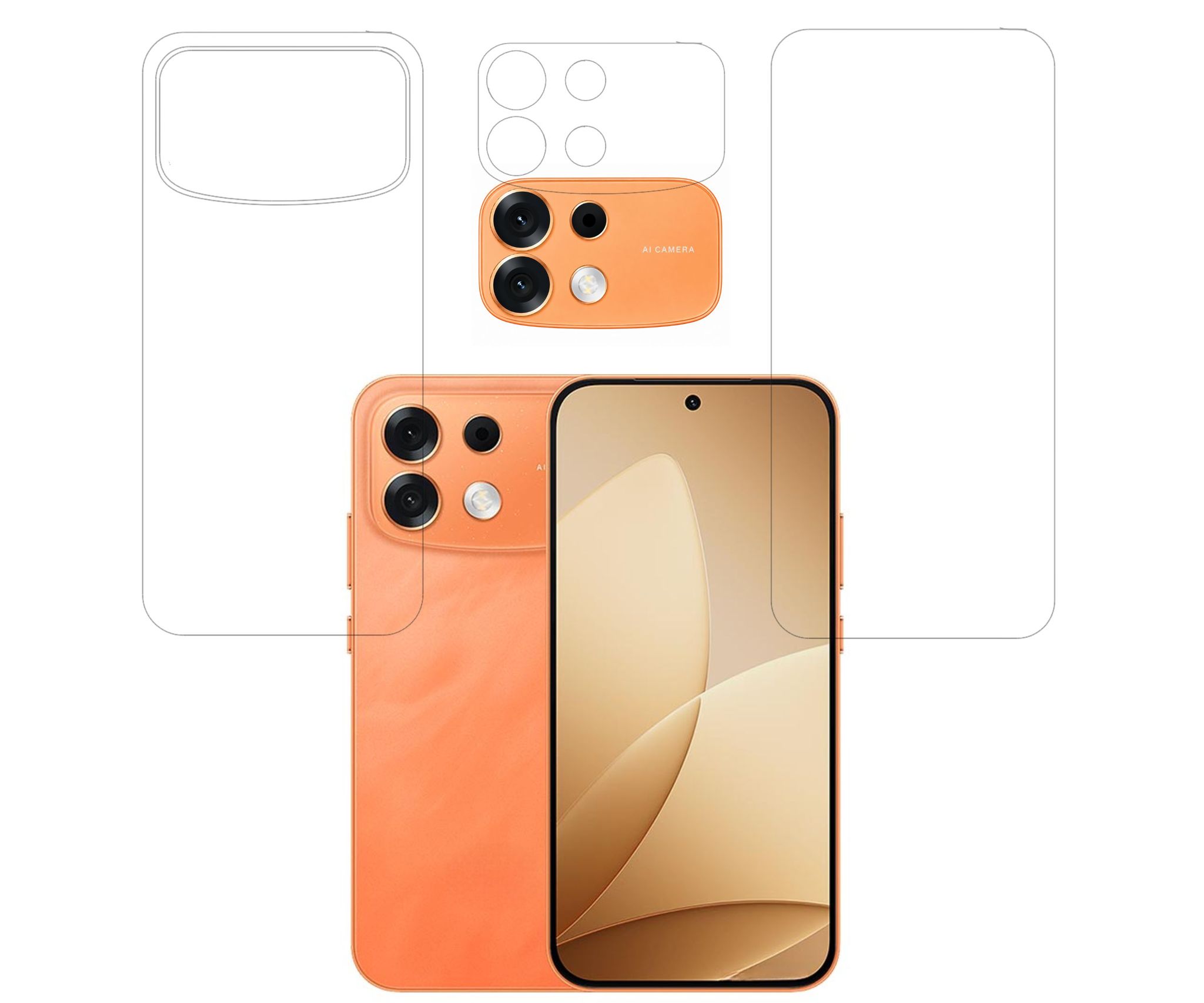 ISAAK Front and Back Screen Protector with Camera Lens Protector Compatible with OPPO F35 Pro (COMBO PACK)