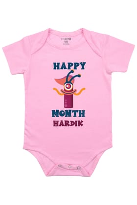 One Month Birthday Baby Romper | Onesies w/ Custom Name-Baby Romper / Pink / 0-3 Months