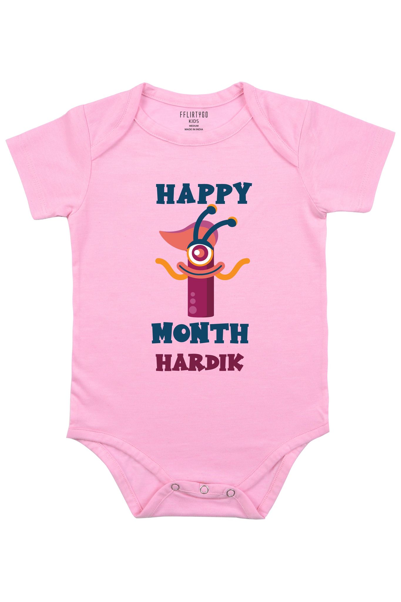 One Month Birthday Baby Romper | Onesies w/ Custom Name-Baby Romper / Pink / 0-3 Months