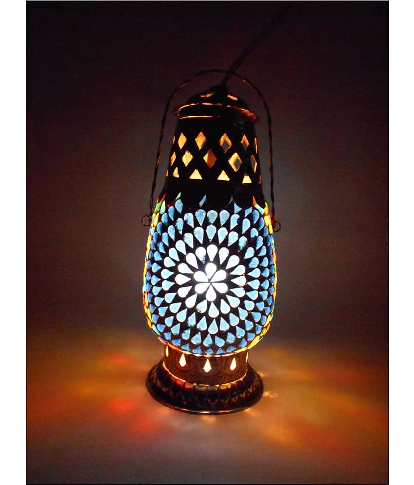 Susajjit Table Lantern Mosaic Lamp Glass Table Lamp - Pack of 1