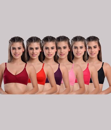 Kiran Enterprises Pack of 6 Cotton Blend Non Padded Women's Everyday Bra ( Multicolor )
