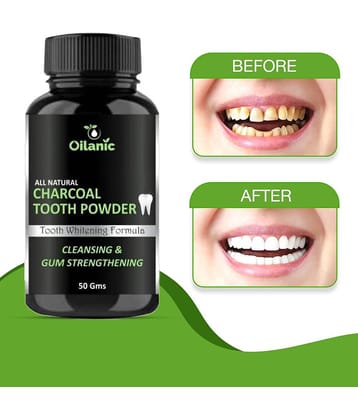Oilanic Charcoal Tooth Powder - For Natural Teeth Whitening - Toothpowder 50 gm