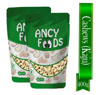Ancy Kaju (Cashew) 400 Grams (200 Grams X 2) for All Ages | High in Protein and Boosts Energy and Build Immunity | Healthy Nutritious Cashew Nut | Delicious Vegan & Crunchy Kaju Nut for Cooki