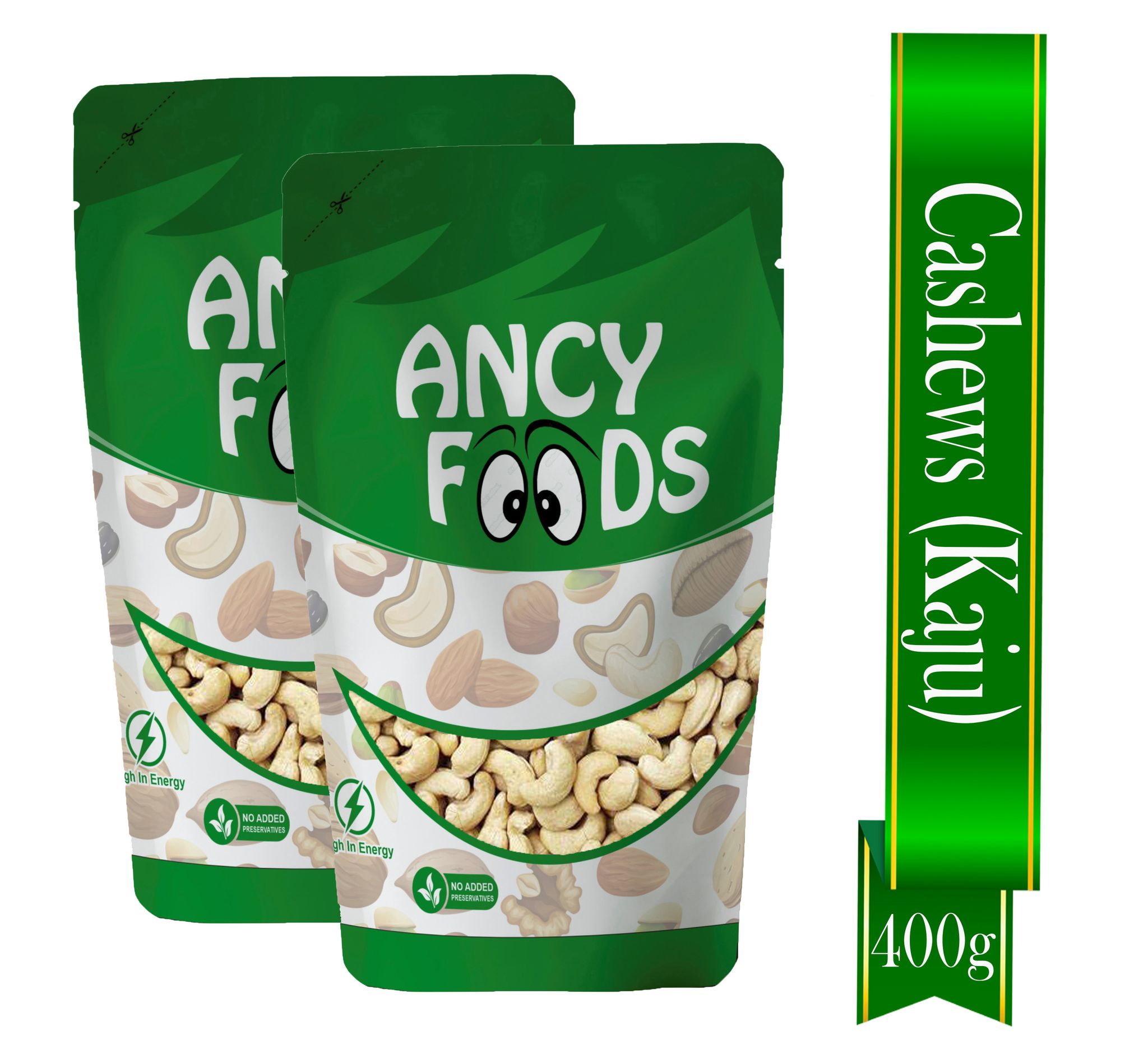Ancy Kaju (Cashew) 400 Grams (200 Grams X 2) for All Ages | High in Protein and Boosts Energy and Build Immunity | Healthy Nutritious Cashew Nut | Delicious Vegan & Crunchy Kaju Nut for Cooki