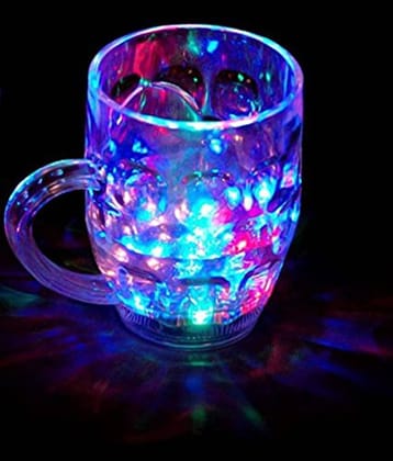 Niharika Amazing Light Changing Fibre Glass Beer Mug With Inductive Rainbow Color Disco Led 7 Colour Changing Liquid Activated Lights Multi Purpose Use Mug/Cup 295ML