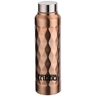 TRIBBO Stainless Steel Water Bottle 1 litre Water Bottles For Fridge School,Gym,Home,office,Boys   Girls Kids Leak Proof(GOLDSIPPER CAP SET OF 1 1000 ML Model-diamond)