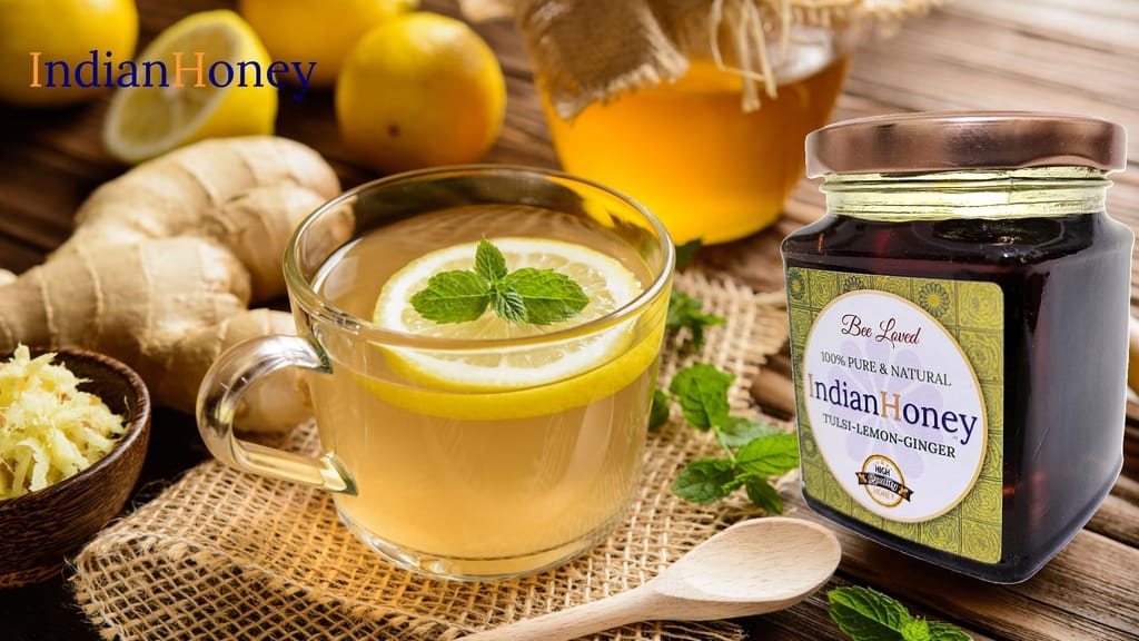 IndianHoney Tulsi Lemon Ginger Natural Honey A Perfect Fusion Of Bold Flavours And Nature Sweetness
