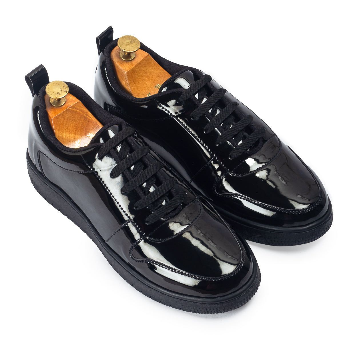 DOMS Comfort Leather Sneakers (Patent Black)-EU 41 / UK 7 / Patent Black