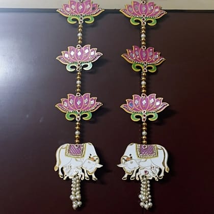 Premium Handcrafted Lotus Cow Wall Decor