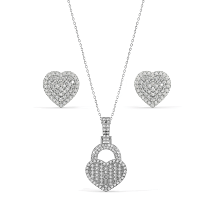 Love Lock Necklace & Mi Amor Earrings Set YELLOW GOLD