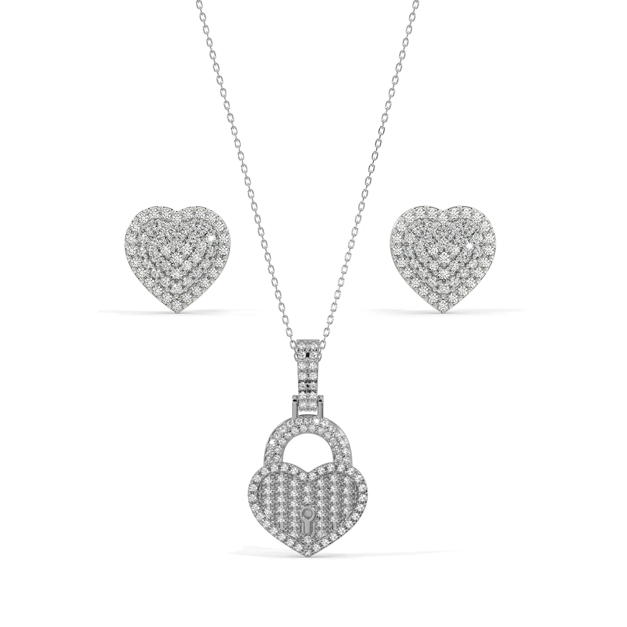 Love Lock Necklace & Mi Amor Earrings Set YELLOW GOLD