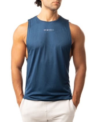 Dumbell Wear Men's Steel Blue Performance Sleeveless Tees-M