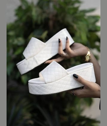 Shoetopia - White Women's Slip On Heels