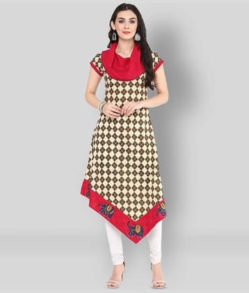 Yash Gallery Pack of 1 Cotton Printed Asymmetrical Women's Kurti - ( Multicolor )