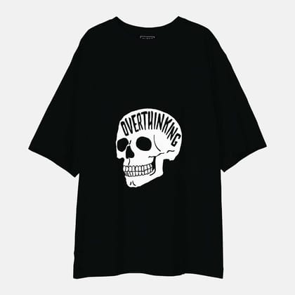Overthinking - Unisex Oversized T-Shirt-Black / XS-S