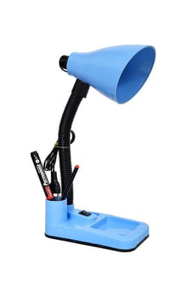 SPARKWORLD Multi-Function Gooseneck Desk Lamp with Pen Holder & Organizer Tray Blue Finish | Size: 15x 30 cm