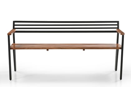 Wakeup India Solid Wood Bench | Griyo Wooden Outdoor , Inddor Sitting Table Bench | Polished Iron Frame Legs With Solid Wood | ( 1 Year Warranty, Natural Colour Finish )