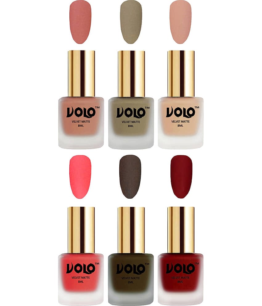 VOLO Velvet Dull Matte Posh Shades Nail Polish Multi Pack of 6 48 mL