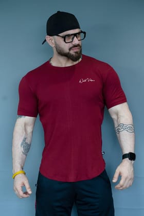 WILD VERVE CLASSIC RIB CREW T SHIRT (WINE)-S