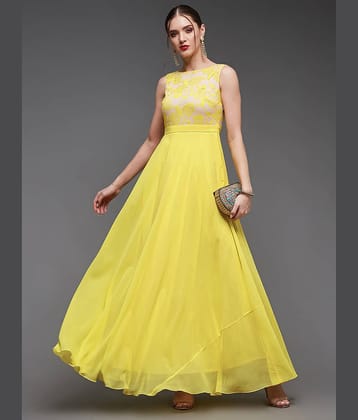 Miss Chase Women Georgette Printed Gown ( Yellow )