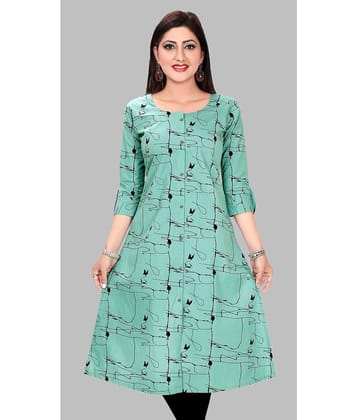 Meher Impex - Green Cotton Blend Women's A-line Kurti ( Pack of 1 )