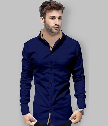 P&V - Blue Cotton Blend Regular Fit Men's Casual Shirt (Pack of 1)
