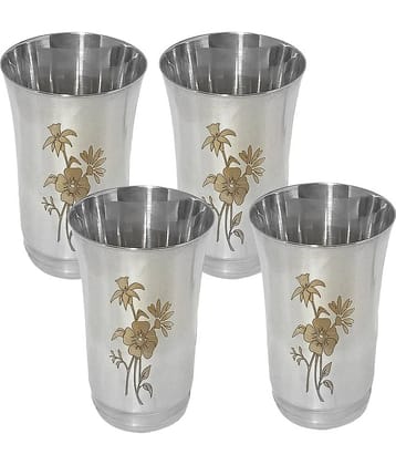 A & H ENTERPRISES - Daily Use Water Steel Glasses Set 300 ml ( Pack of 4 )