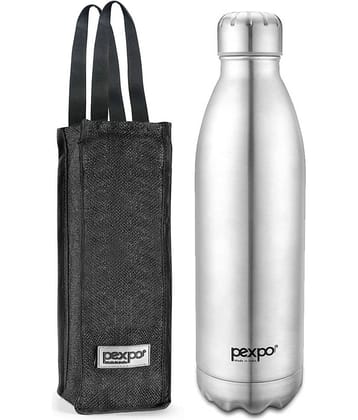 Pexpo 1800ml 24 Hrs Hot and Cold Flask with Jute-bag, Electro Vacuum insulated Bottle (Pack of 1, Silver)