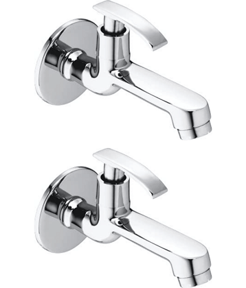 Cossimo Brass Soft Long Body Bib Cock Tap (Pack of 2) Brass Bathroom Tap (Bib Cock)