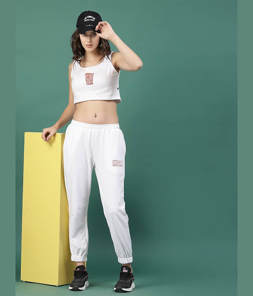 Rigo Women Printed Top With Joggers Co-Ord Set ( White )