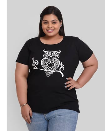 Neo Garments Women Cotton Printed Regular Fit Round Neck T-Shirt ( Black )