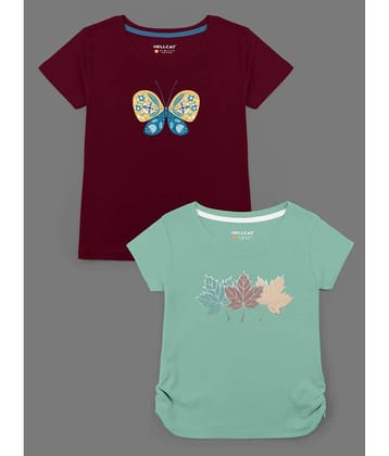 HELLCAT Pack of 2 Girls Cotton Blend T-Shirt ( Multicolor )