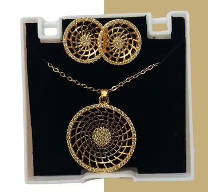 Kozykit Gold Plated AD Jewellery Set with Zircon | Stud Earrings, Chain & Pendant Set | American Dimond Necklace Set for Women & Girls | Party Wear, Festive & Gifting Jewellery Kozykit Gold Plated AD Jewellery Set with Zircon | Stud Earrings, Chain & Pendant Set | American Dimond Necklace Set for Women & Girls | Party Wear, Festive & Gifting Jewellery