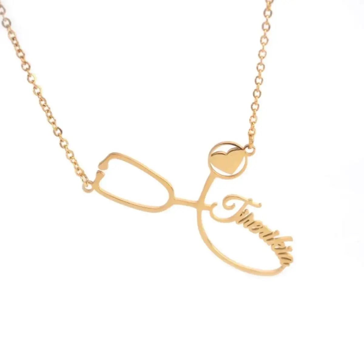 Medical Love Jewelry Personalized Name Nurse Necklace Women Stainless Steel Custom Nameplate Stethoscope Necklaces