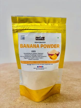 ASHTEJ Dehydrated Banana Powder - 100% Natural, No Preservatives, Rich in Potassium & Vitamins for Smoothies, Baking, Desserts, Infant Nutrition & Face Masks, 100g