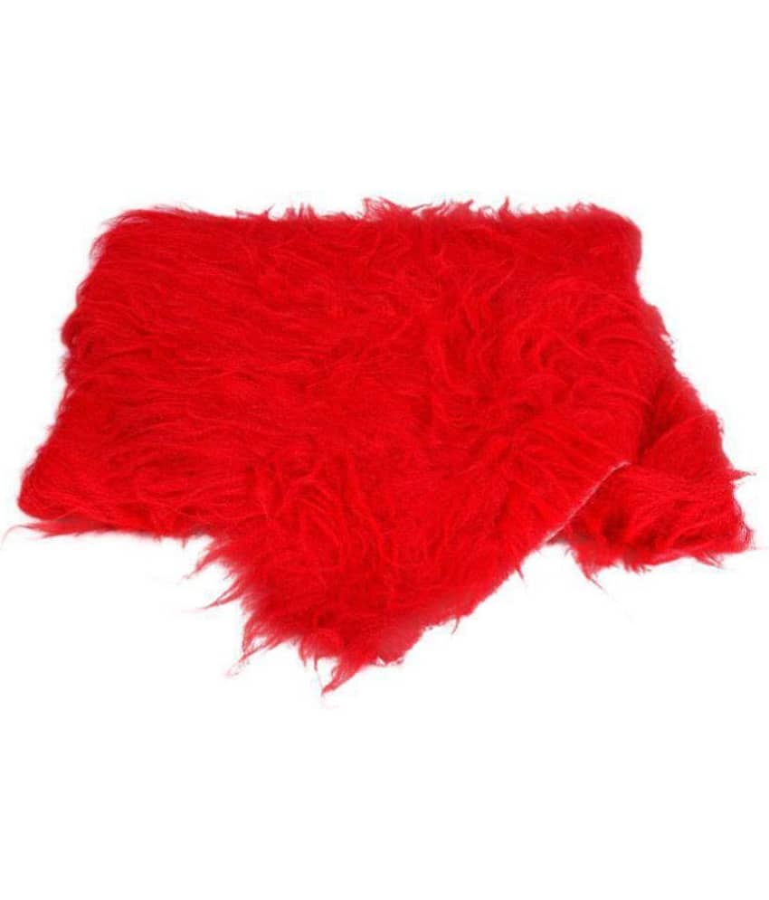 Soft Hair Fur Cloth : 38" X 34" Inches Approx (Hair Length - 2cm) Color - Red : for Used in Dresses, Art & Craft, Photo, Selfie Props, Soft Toys Making & Other Craft Work.