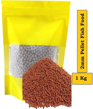 Fish Food for Aquarium with Protein | Aquarium Fish Food for All Small and Medium Tropical Fishes| Daily Nutrition Pellet Fish Feed for Health & Growth |  2mm - 1Kg Fish Food