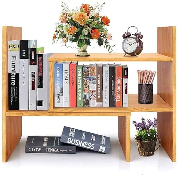 Declutter in Style Wood Desktop Organizer, Display and Shelf Rack