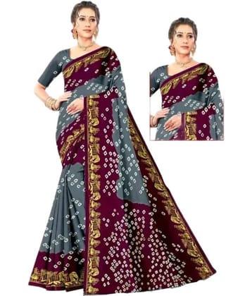 JIHANA FAB Chiffon Printed Bandhani Sarees With Unstitched Blouse Piece ( Red )