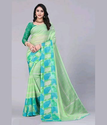 Bhuwal Fashion Chiffon Striped Saree With Unstitched Blouse Piece ( Orange )