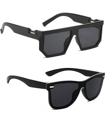 Elligator Black Square Sunglasses ( Pack of 2 )