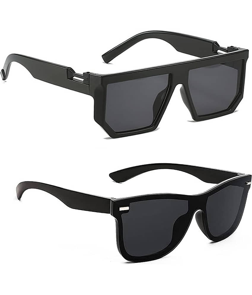 Elligator Black Square Sunglasses ( Pack of 2 )
